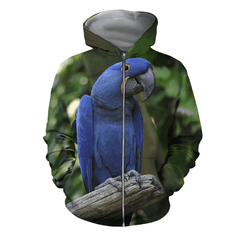 3D All Over Print Blue Macaw Parrot Hoodie