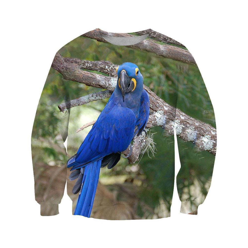 3D All Over Print Beautiful Blue Parrot Hoodie