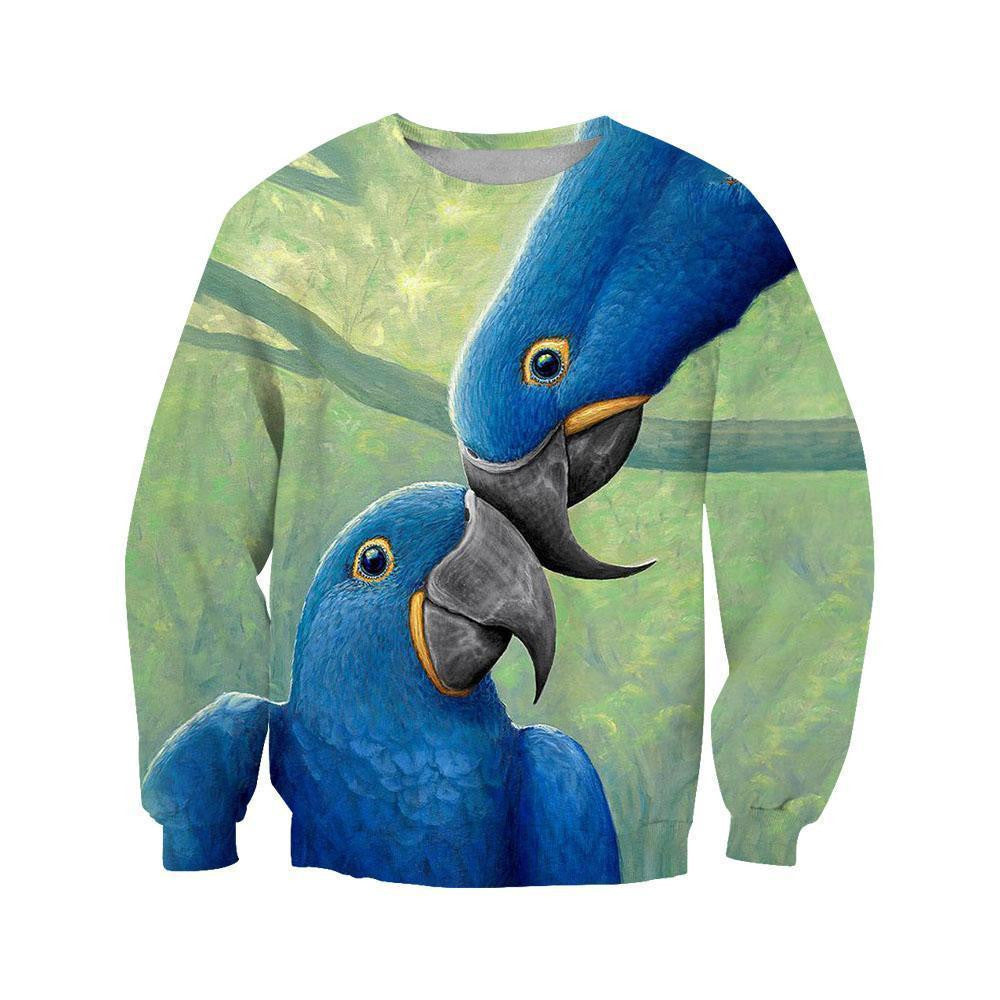 3D All Over Print Parrot Blue Love Hoodie