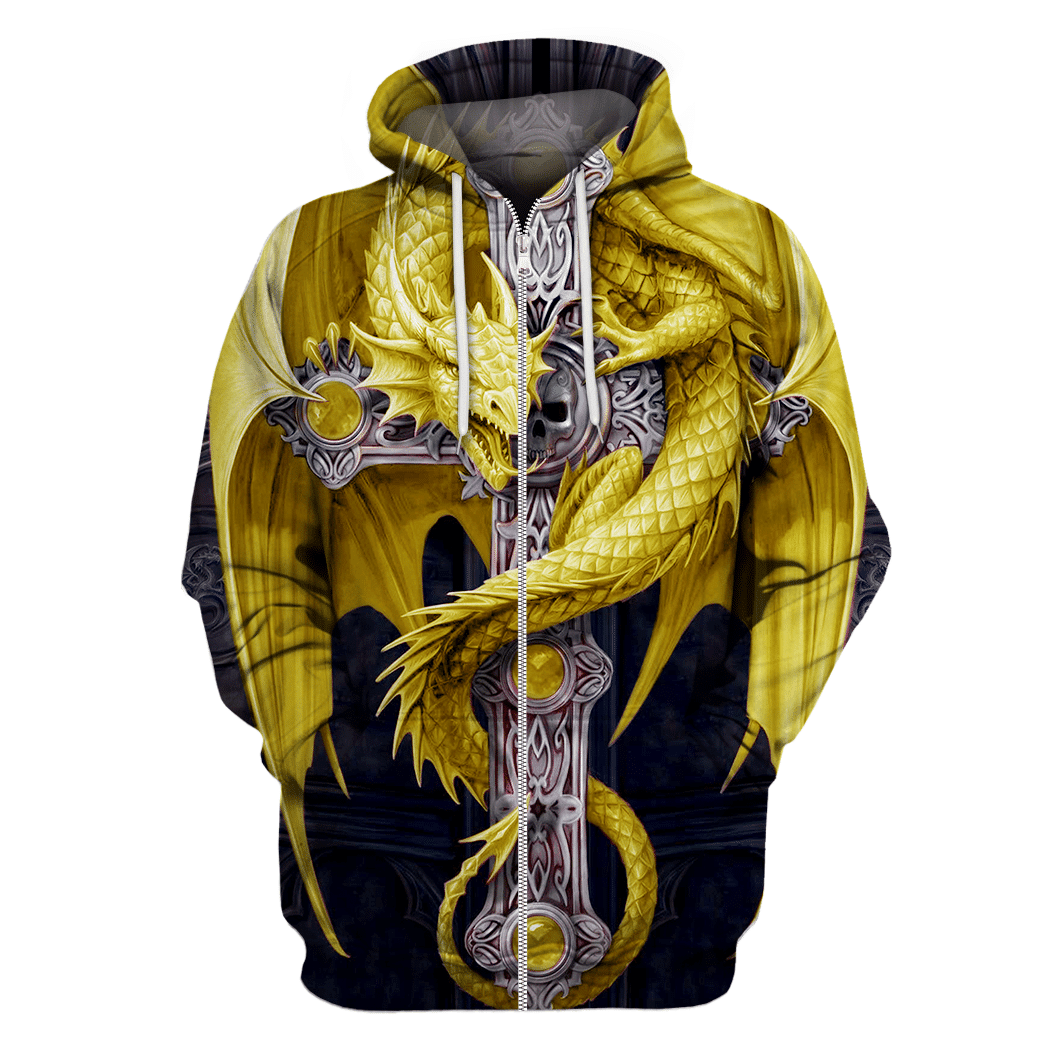 3D Aop Yellow Dragon Shirt