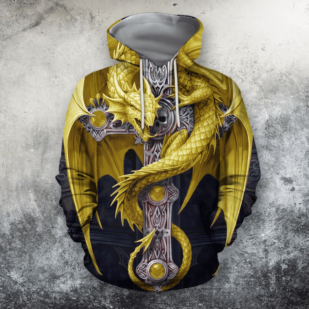 3D Aop Yellow Dragon Shirt