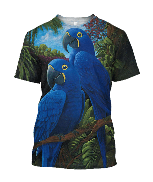 3D All Over Print Blue Parrot Love Hoodie