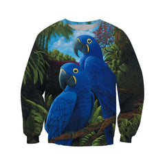 3D All Over Print Blue Parrot Love Hoodie