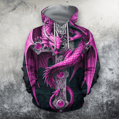 3D All Over Print Pink Dragon Shirt