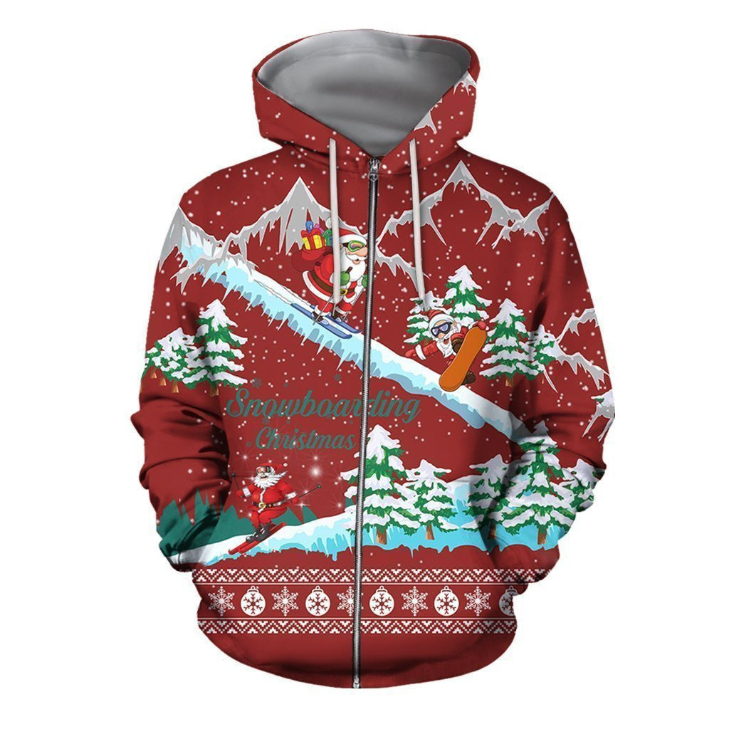 3D All Over Printed Snowboarding Christmas tshirt