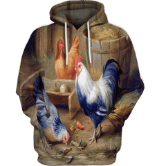 3D All Over Print Painting Chicken Family Shirt