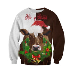 3D All Over Printed Dairy Cow Christmas Art Shirts