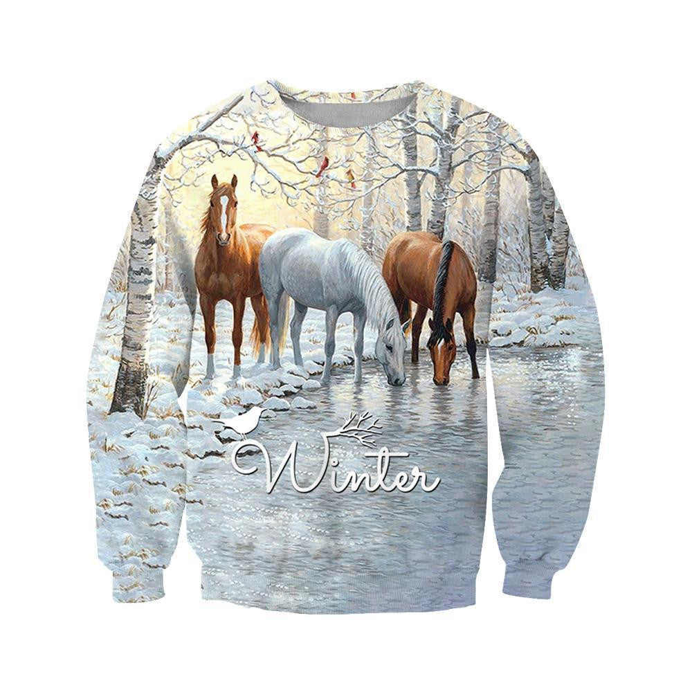 3D All Over Printed Winter Horses Shirts