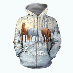 3D All Over Printed Winter Horses Shirts