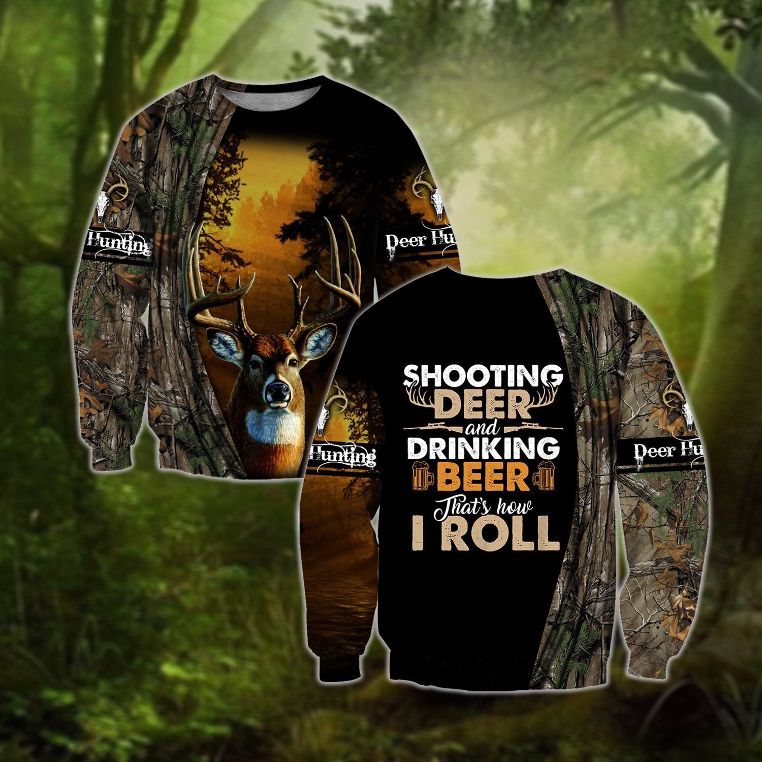 Hunting Deer and Drinking Beer 3D All Over Print Hoodie Pi17092001 - Amaze Style�?�-Apparel