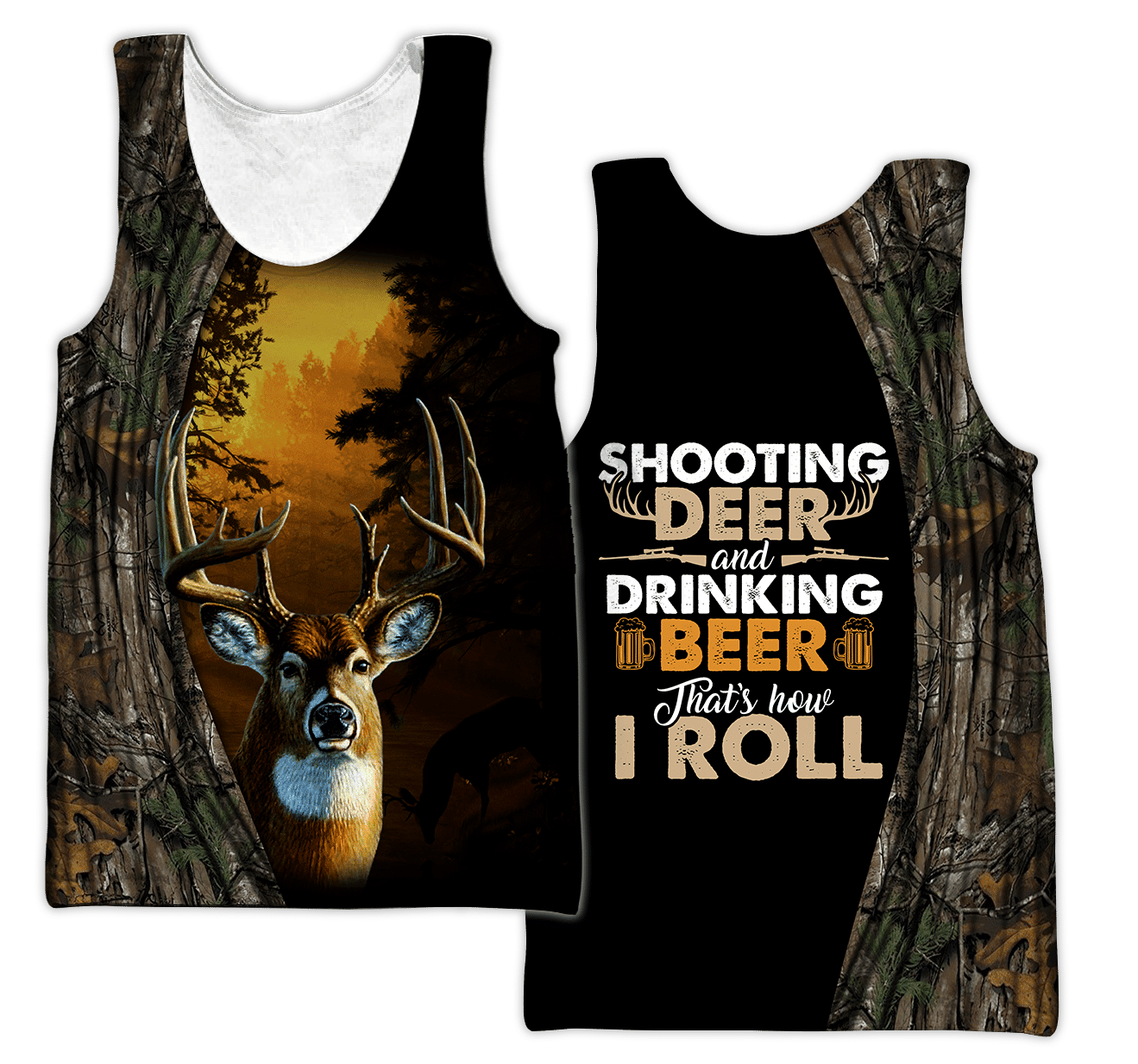 Unique Hunting Deer And Drinking Beer 3D All Over Print Hoodie