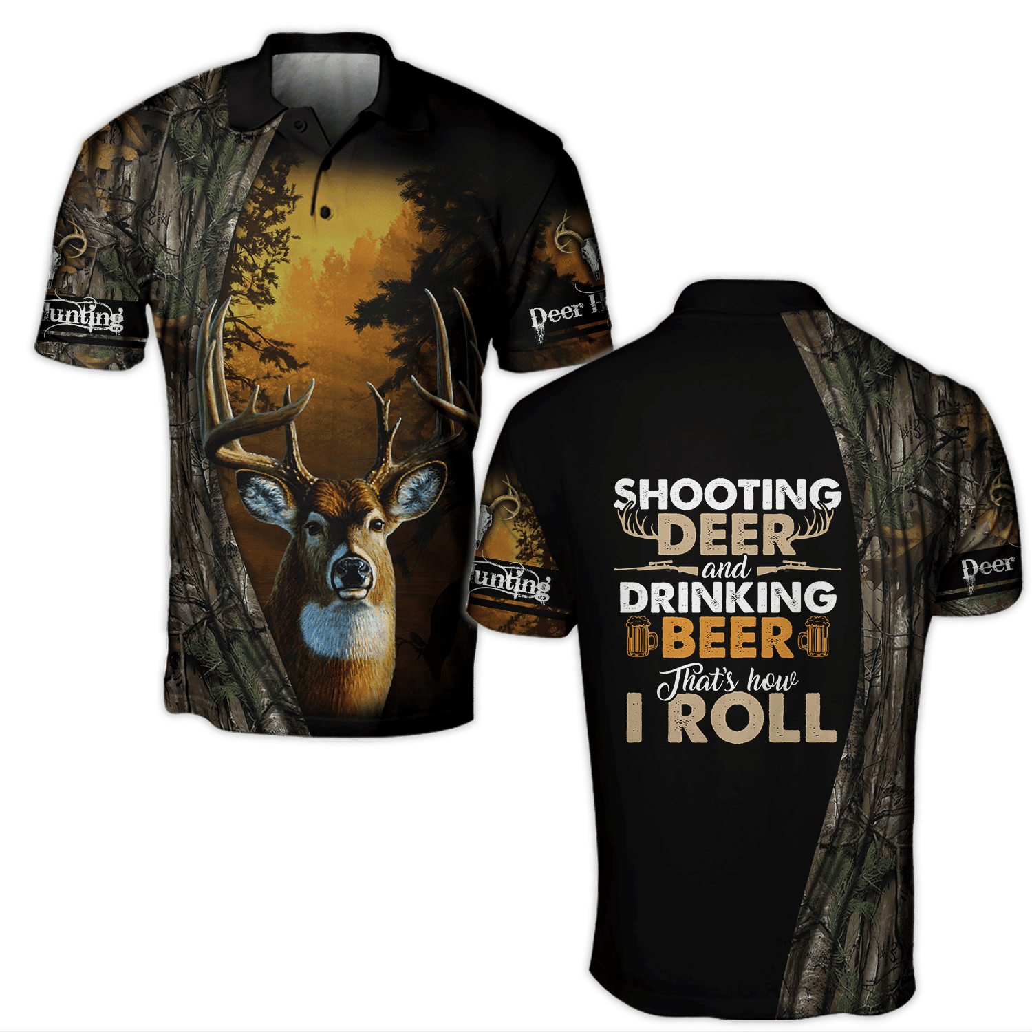 Unique Hunting Deer And Drinking Beer 3D All Over Print Hoodie