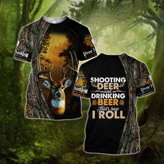 Unique Hunting Deer And Drinking Beer 3D All Over Print Hoodie