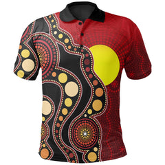 Aboriginal Flag Circle Dot Painting Art 3D design Polo shirts - Amaze Style�?�