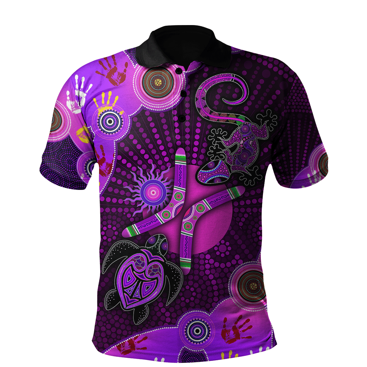 Aboriginal Naidoc Week 2021 Purple Turtle Lizard Sun Polo - Amaze Style�?�