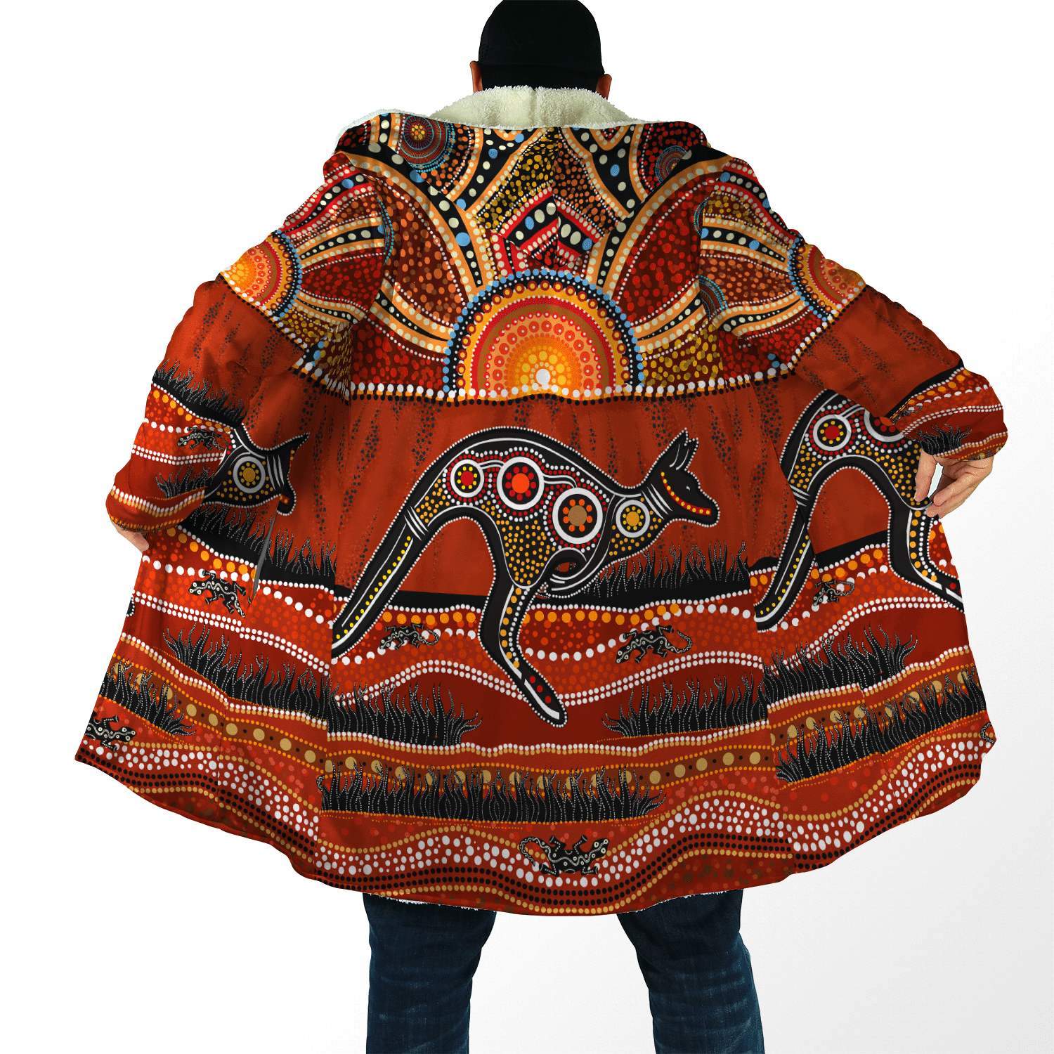 Aboriginal Kangaroo running Lizard Art Cloak for men and women - Amaze Style�?�