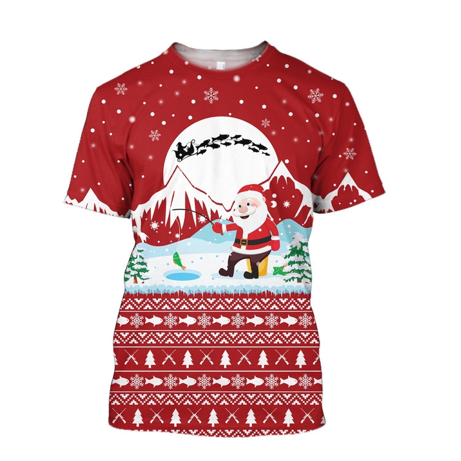 Santa Claus Goes Fishing For Xmas  Red Version