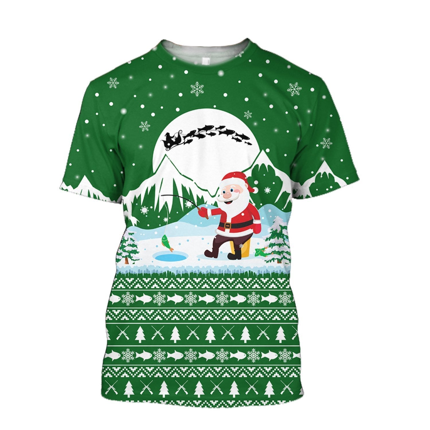 Santa Claus Goes Fishing For Xmas  Green Version hoodie