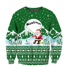 Santa Claus Goes Fishing For Xmas  Green Version hoodie