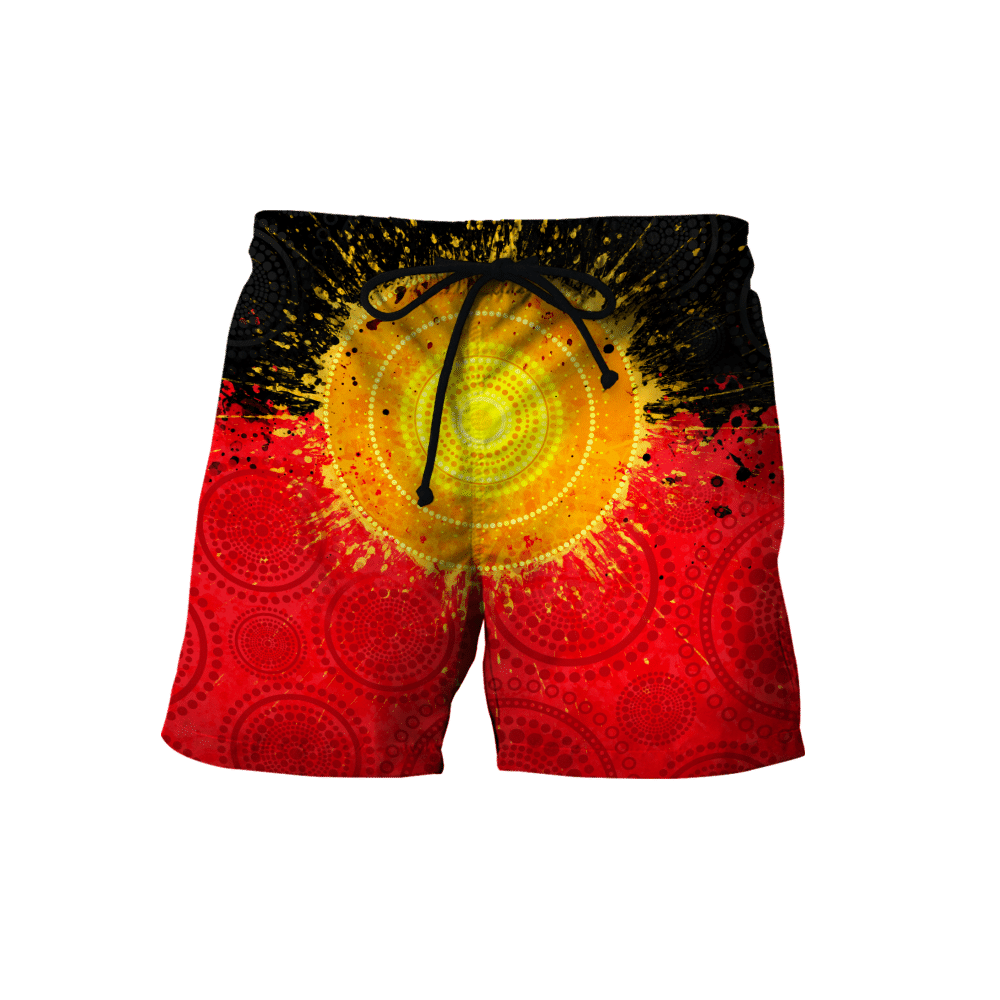 Aboriginal Flag Indigenous Sun Painting Art 3D Design Polo Shirts