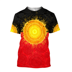 Aboriginal Flag Indigenous Sun Painting Art 3D Design Polo Shirts