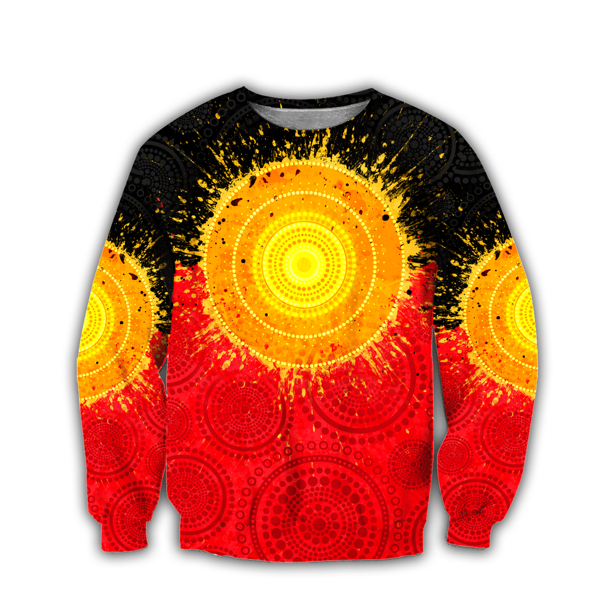 Aboriginal Flag Indigenous Sun Painting Art 3D Design Polo Shirts