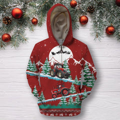 3D All Over Print Christmas Tractor Hoodie