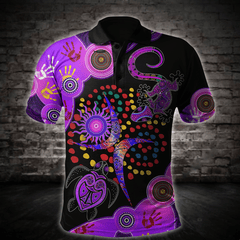 Aboriginal Naidoc Week 2021 Best Purple Turtle Lizard 3D design Summer Polo - Amaze Style�?�