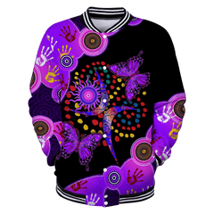 Aboriginal Naidoc Week 2021 Purple Butterflies Baseball Jacket For Men And Women - Amaze Style�?�