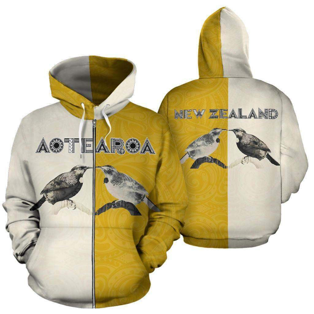 Aotearoa Tui Bird Hongi Zip Up Hoodie