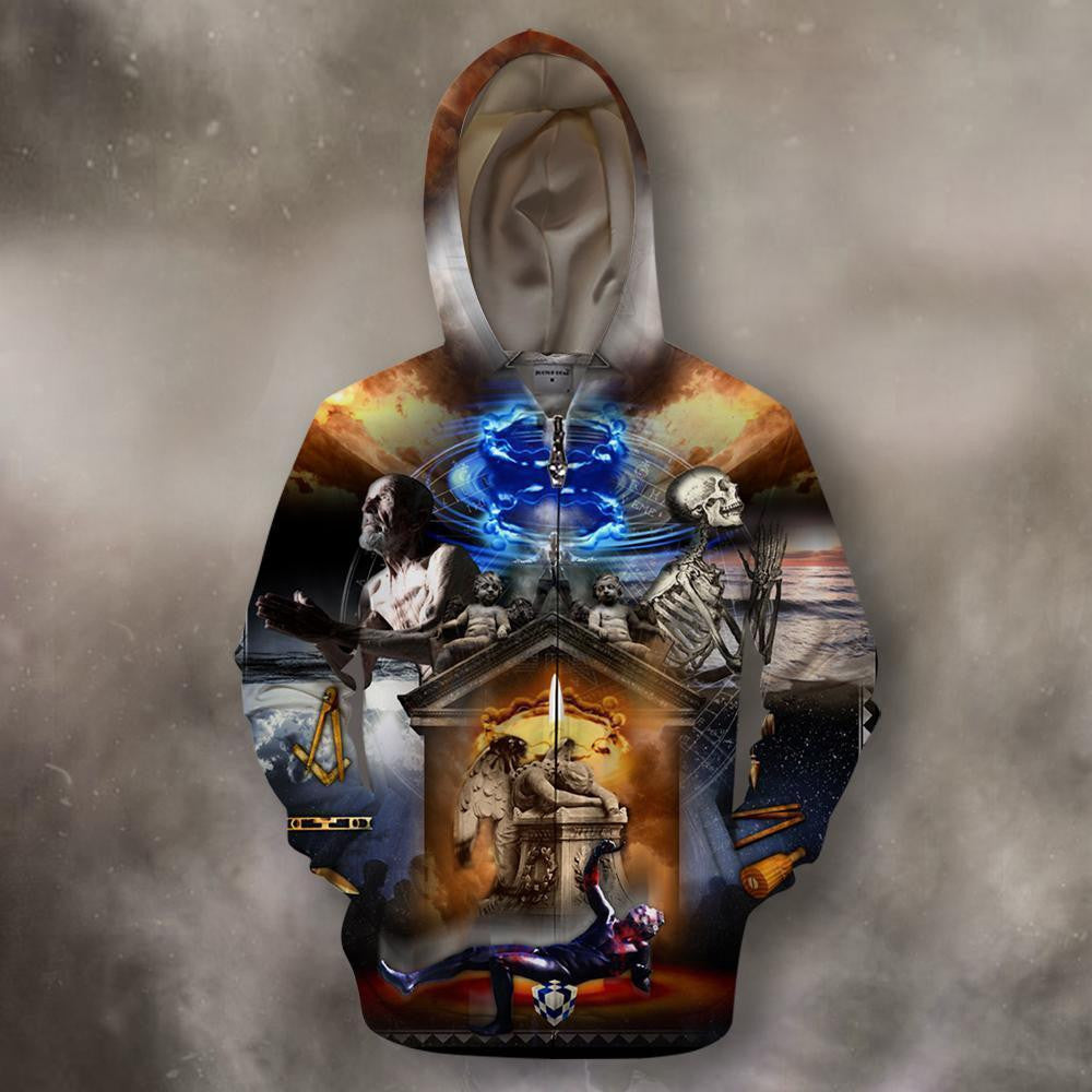 3D All Over Print Third Degree Masonic Tracing Board Hoodie