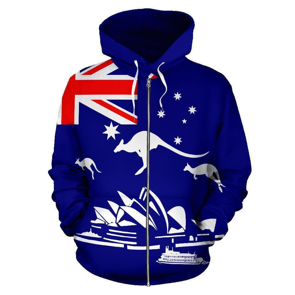 Australia Hoodie Flag Kangaroo And Sydney Opera