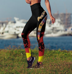 Australia Red Black Animals Pattern High Waist Leggings - Amaze Style�?�-Apparel