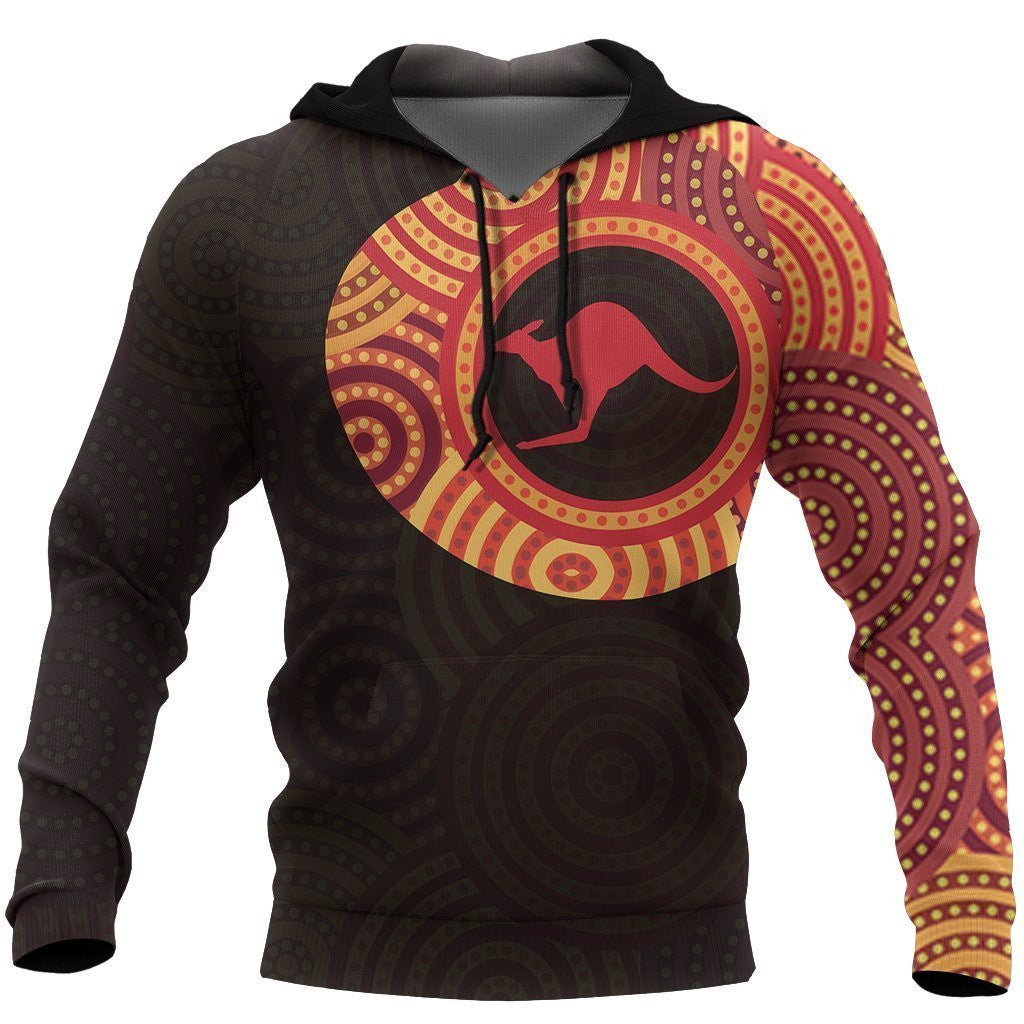 Australia In My Heart Aboriginal Tattoo Kangaroo Hoodie Red - Amaze Style�?�-Apparel