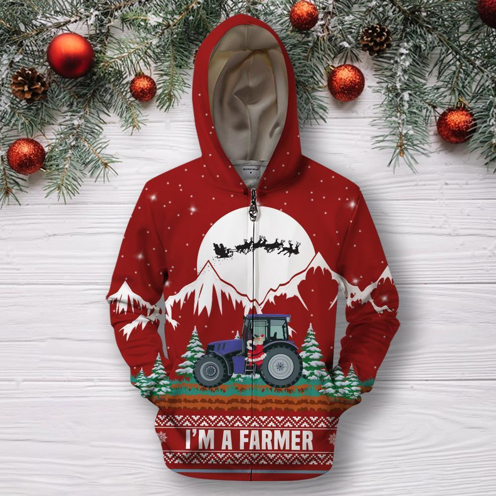 3D All Over Print Christmas Farmer Hoodie