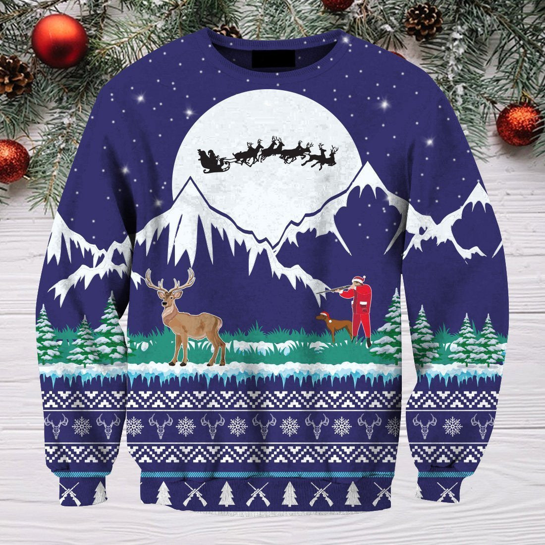 3D All Over Print Christmas Hunting Deer Hoodie