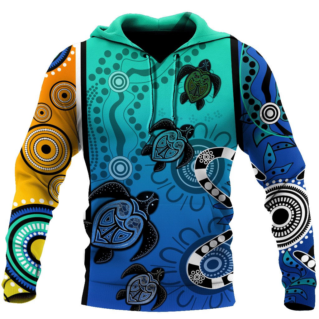 Aboriginal Indigenous Turtle Dot Painting Art 3D Hoodie Shirt For Men And Women - Amaze Style�?�-Apparel