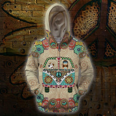 3D All Over Print Dog Hippie Hoodie