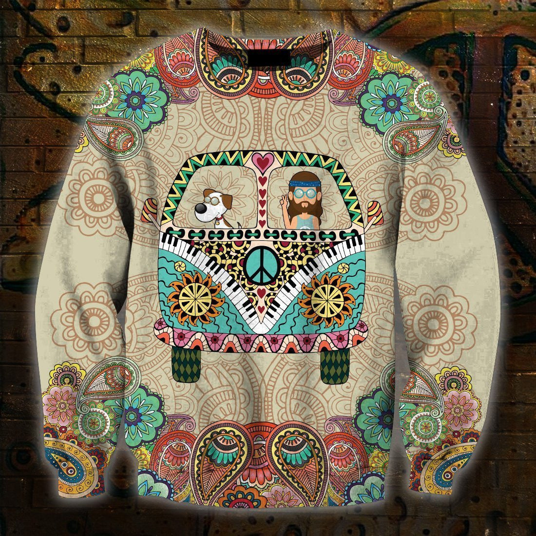 3D All Over Print Dog Hippie Hoodie