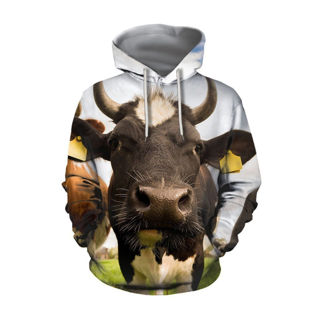 3D All Over Printed Cow And Flower Hoodie - Amaze Style�?�-Apparel