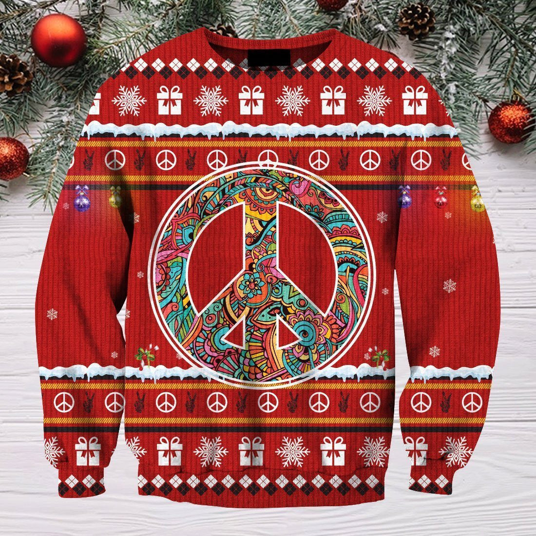 3D All Over Print Christmas Hippie Hoodie