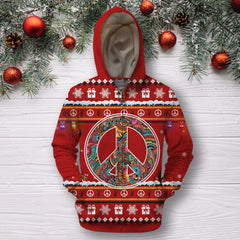 3D All Over Print Christmas Hippie Hoodie