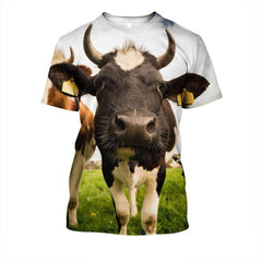 3D All Over Printed Cow And Flower Hoodie