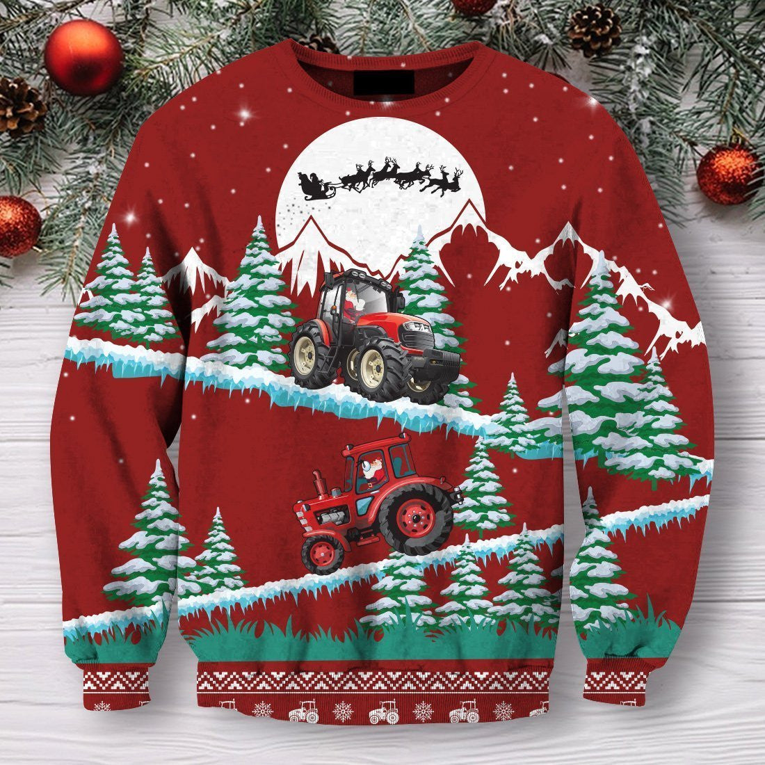 3D All Over Print Christmas Tractor Hoodie