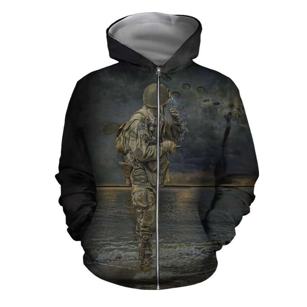 Army Paratrooper Man Standing On The Shore hoodie