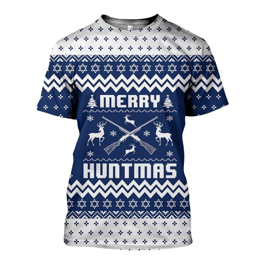 3D All Over Printed Ugly Sweater Merry Huntmas Shirt - Amaze Style�?�