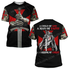 A Child Of God A Man Of Faith A Warrior Of Christ All Over Printed Shirts