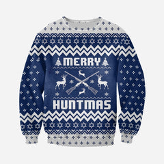 3D All Over Printed Ugly Sweater Merry Huntmas Shirt