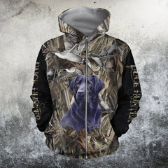 3D All Over Printed Black Dog Hunting Hoodie