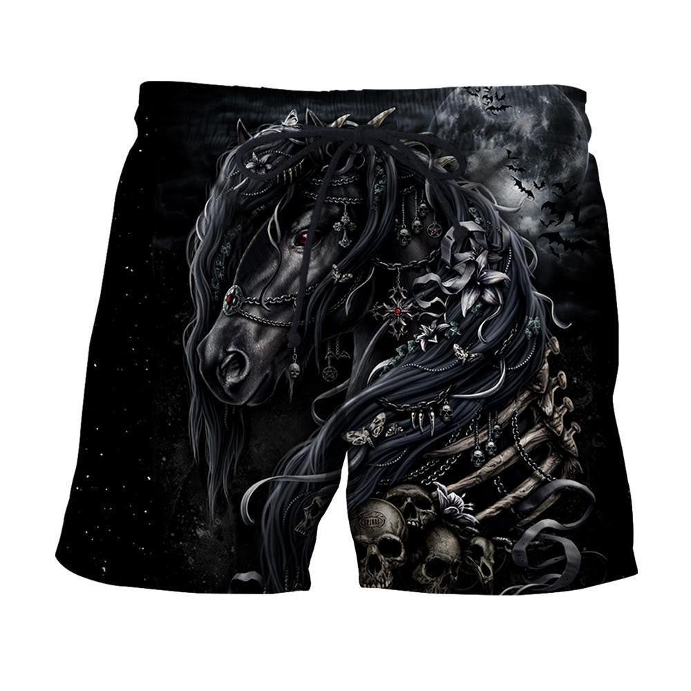 3D All Over Printed Black Horse tshirt